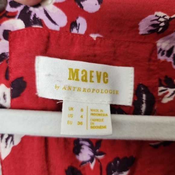 Anthropologie Maeve Mavis Puff Sleeve Floral Midi Dress Orange Boho Cottage 4 - Picture 12 of 14